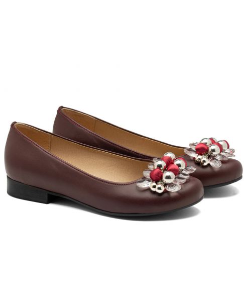 Balerinki c602 wiśniowe szerokie